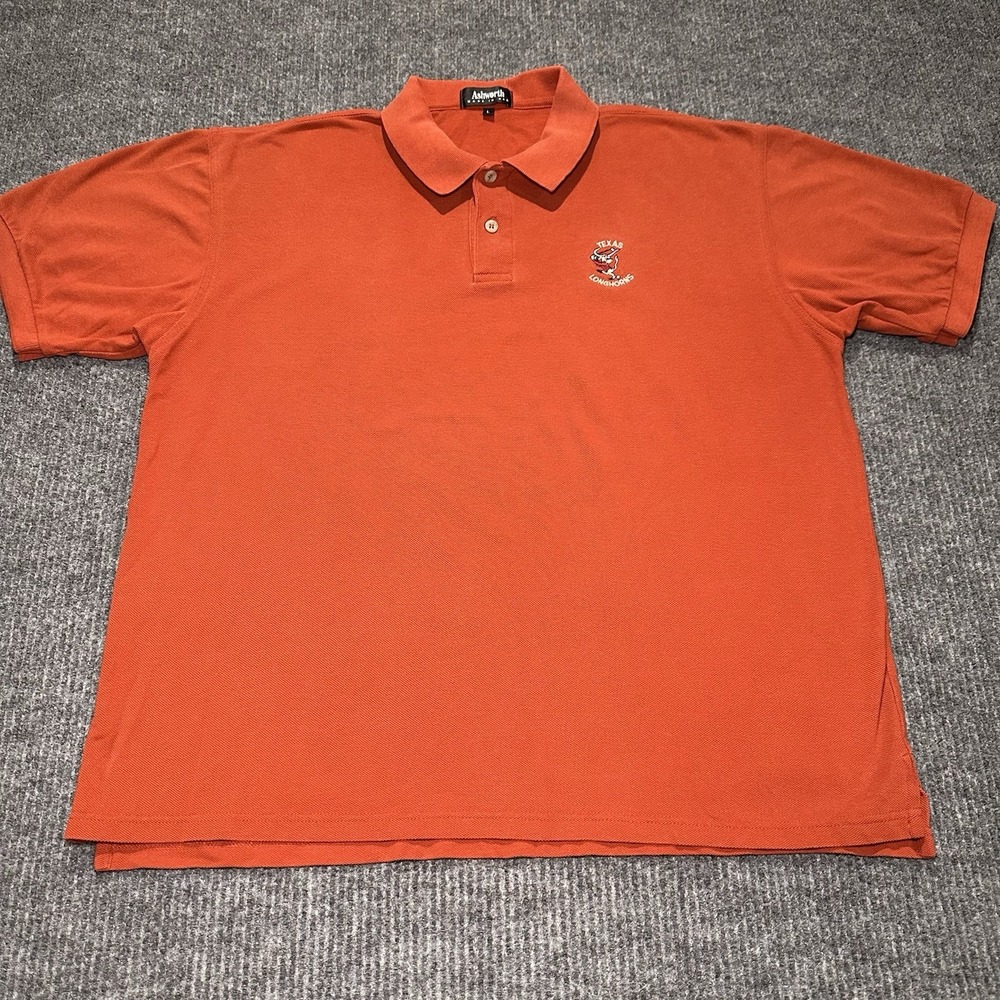 Vintage Longhorns UT Polo Shirt Men Size‎ Large Ashworth Burnt Org